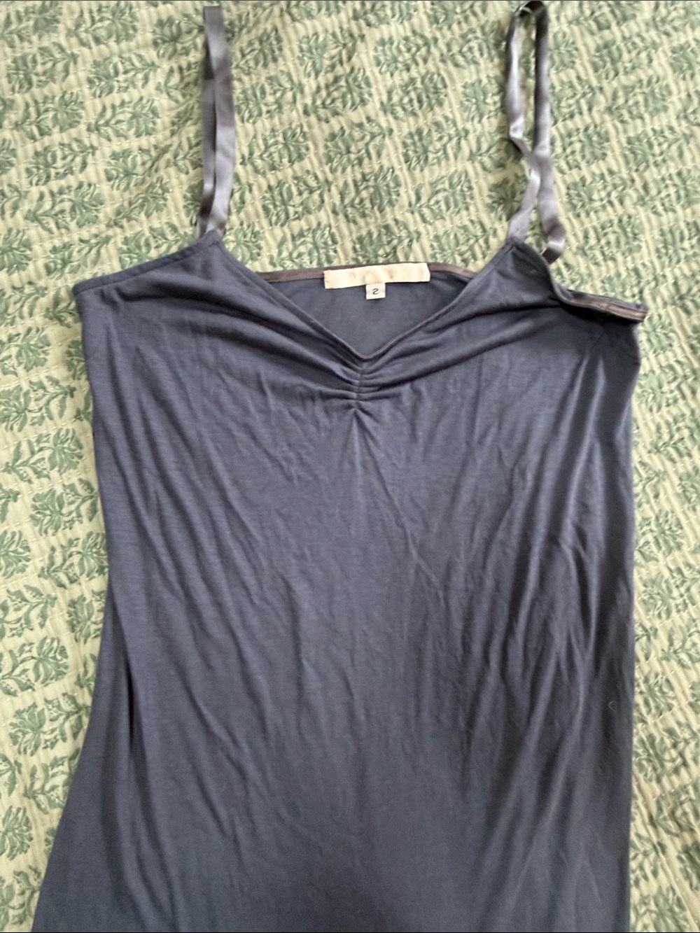 Erica Tanov blue/ Slate Gray Satin-Trim slip